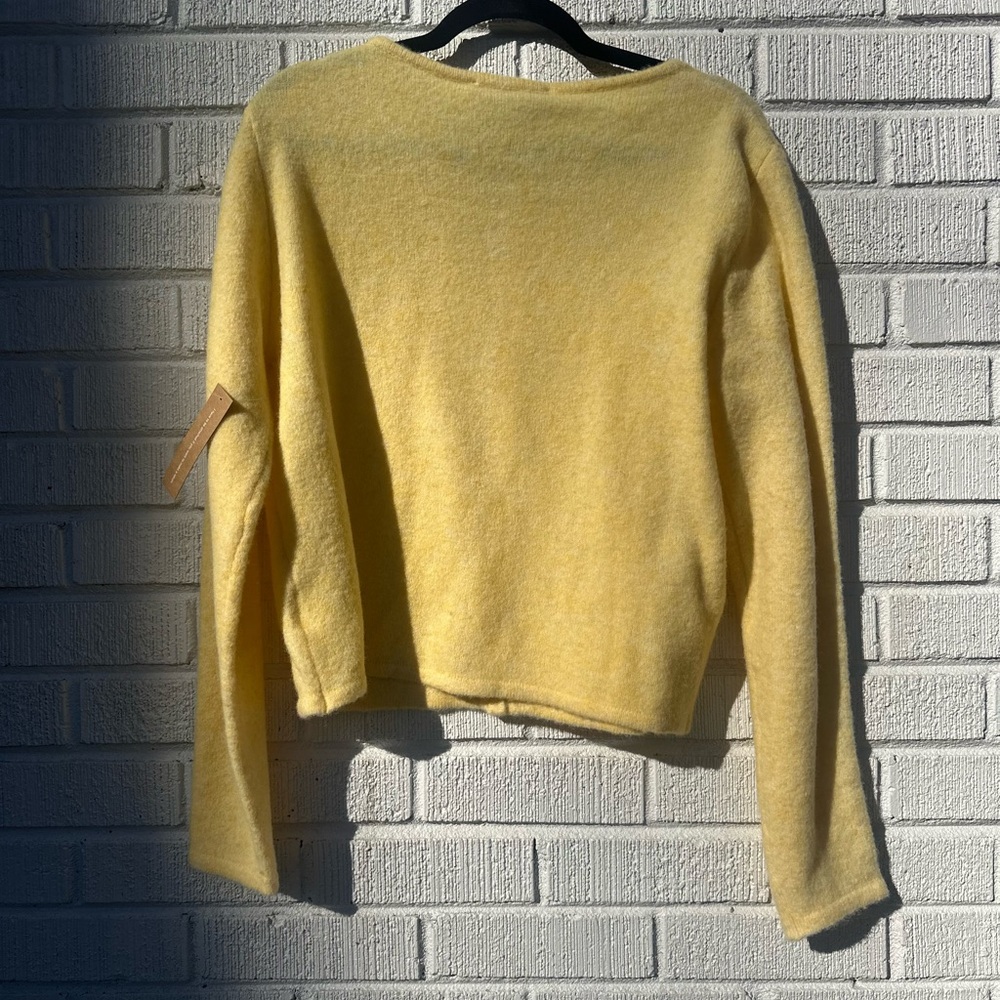 Women's Yellow Cardigan Sweater - Picture 2 of 4